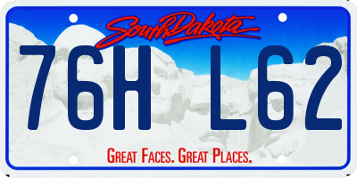 SD license plate 76HL62