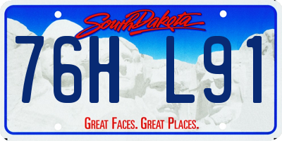 SD license plate 76HL91