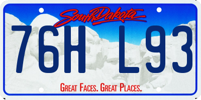 SD license plate 76HL93