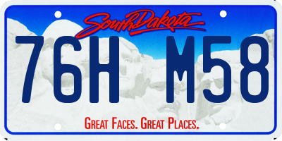SD license plate 76HM58