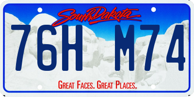 SD license plate 76HM74