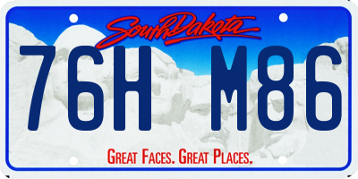 SD license plate 76HM86