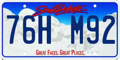 SD license plate 76HM92