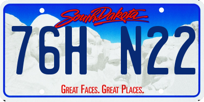 SD license plate 76HN22