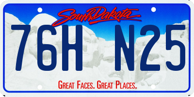 SD license plate 76HN25