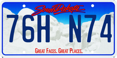 SD license plate 76HN74