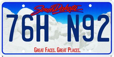 SD license plate 76HN92