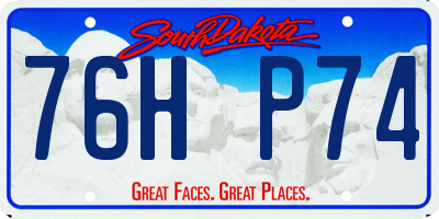 SD license plate 76HP74