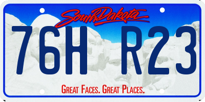 SD license plate 76HR23