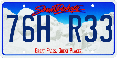 SD license plate 76HR33