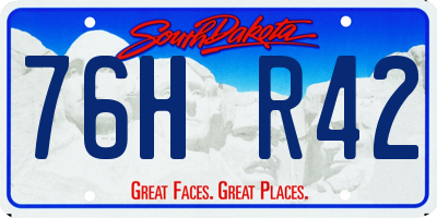 SD license plate 76HR42