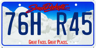 SD license plate 76HR45