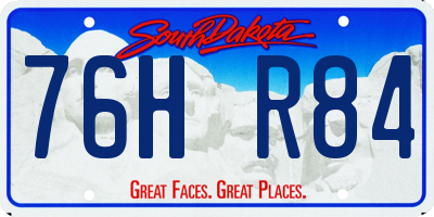 SD license plate 76HR84