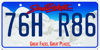 SD license plate 76HR86