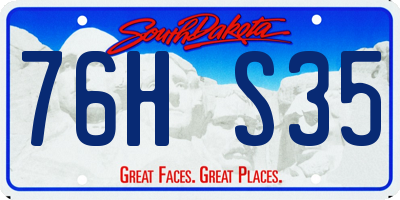 SD license plate 76HS35