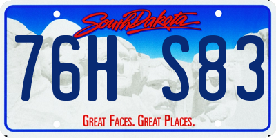 SD license plate 76HS83