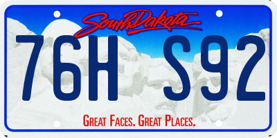SD license plate 76HS92