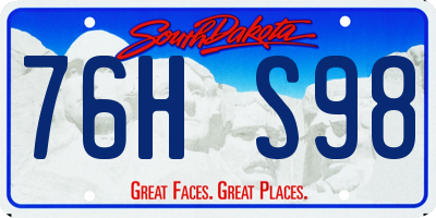 SD license plate 76HS98