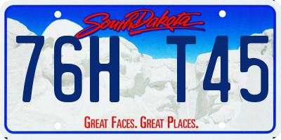 SD license plate 76HT45