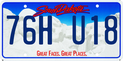 SD license plate 76HU18