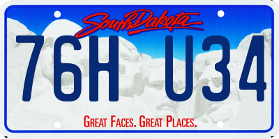 SD license plate 76HU34