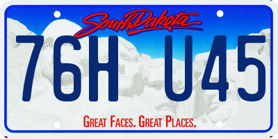 SD license plate 76HU45