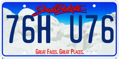 SD license plate 76HU76