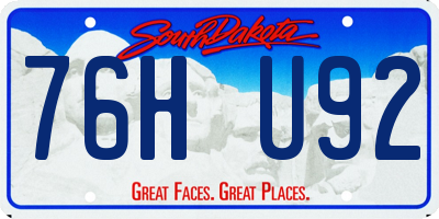 SD license plate 76HU92