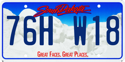 SD license plate 76HW18