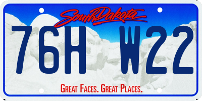 SD license plate 76HW22
