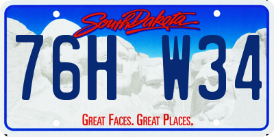 SD license plate 76HW34