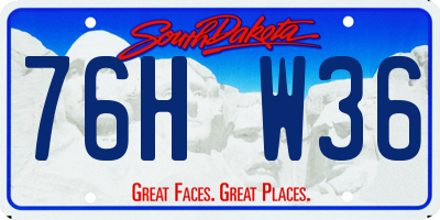 SD license plate 76HW36