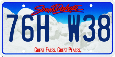 SD license plate 76HW38