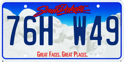 SD license plate 76HW49