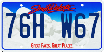 SD license plate 76HW67