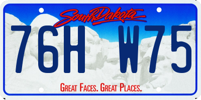 SD license plate 76HW75