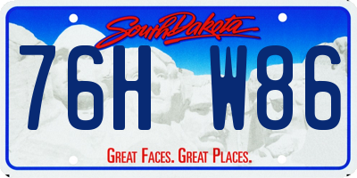 SD license plate 76HW86