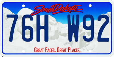 SD license plate 76HW92