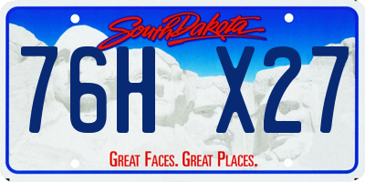 SD license plate 76HX27