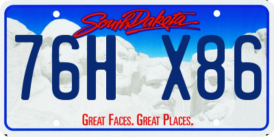 SD license plate 76HX86
