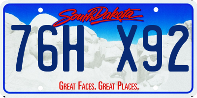 SD license plate 76HX92