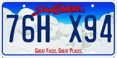 SD license plate 76HX94