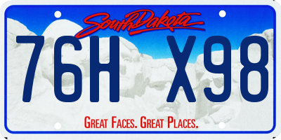 SD license plate 76HX98
