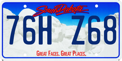 SD license plate 76HZ68