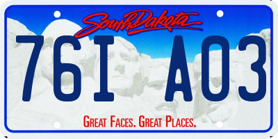SD license plate 76IA03