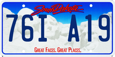 SD license plate 76IA19