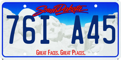 SD license plate 76IA45