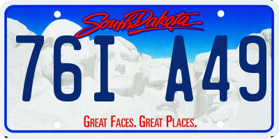 SD license plate 76IA49