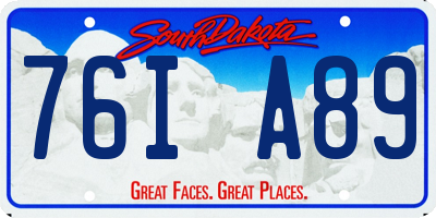 SD license plate 76IA89