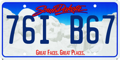 SD license plate 76IB67